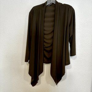 Spirited Randolph Duke Open Front Top Brown Ruched Tie Back Made in USA Size XL